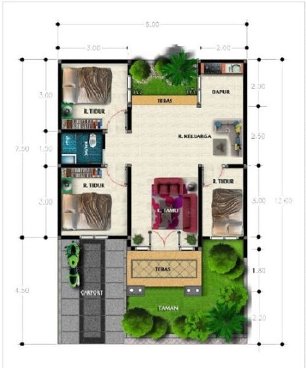 Contoh Desain Rumah Minimalis 2 Lantai Ukuran 8x6