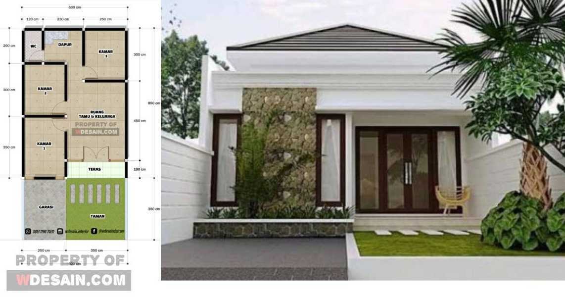 Desain Rumah 6x12 3 Kamar 1 Lantai