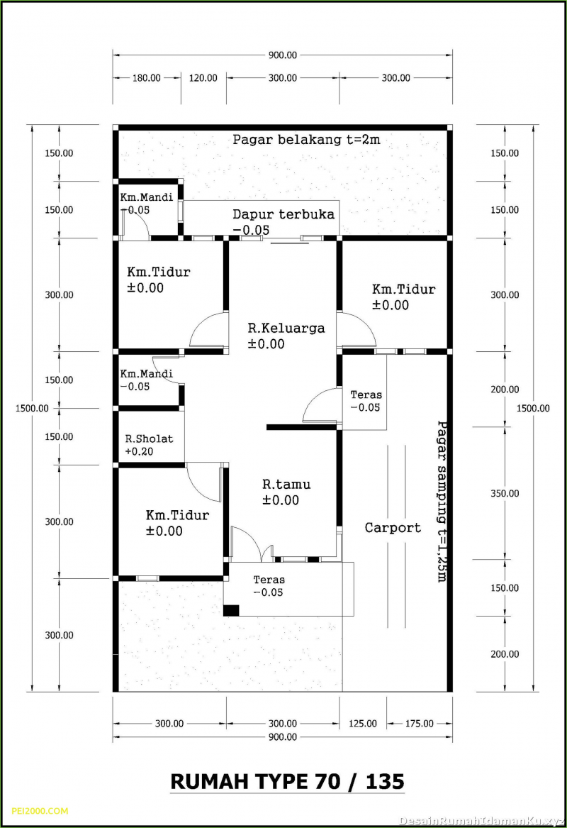 Desain Rumah Ukuran 6x12 Dengan 3 Kamar Terupdate