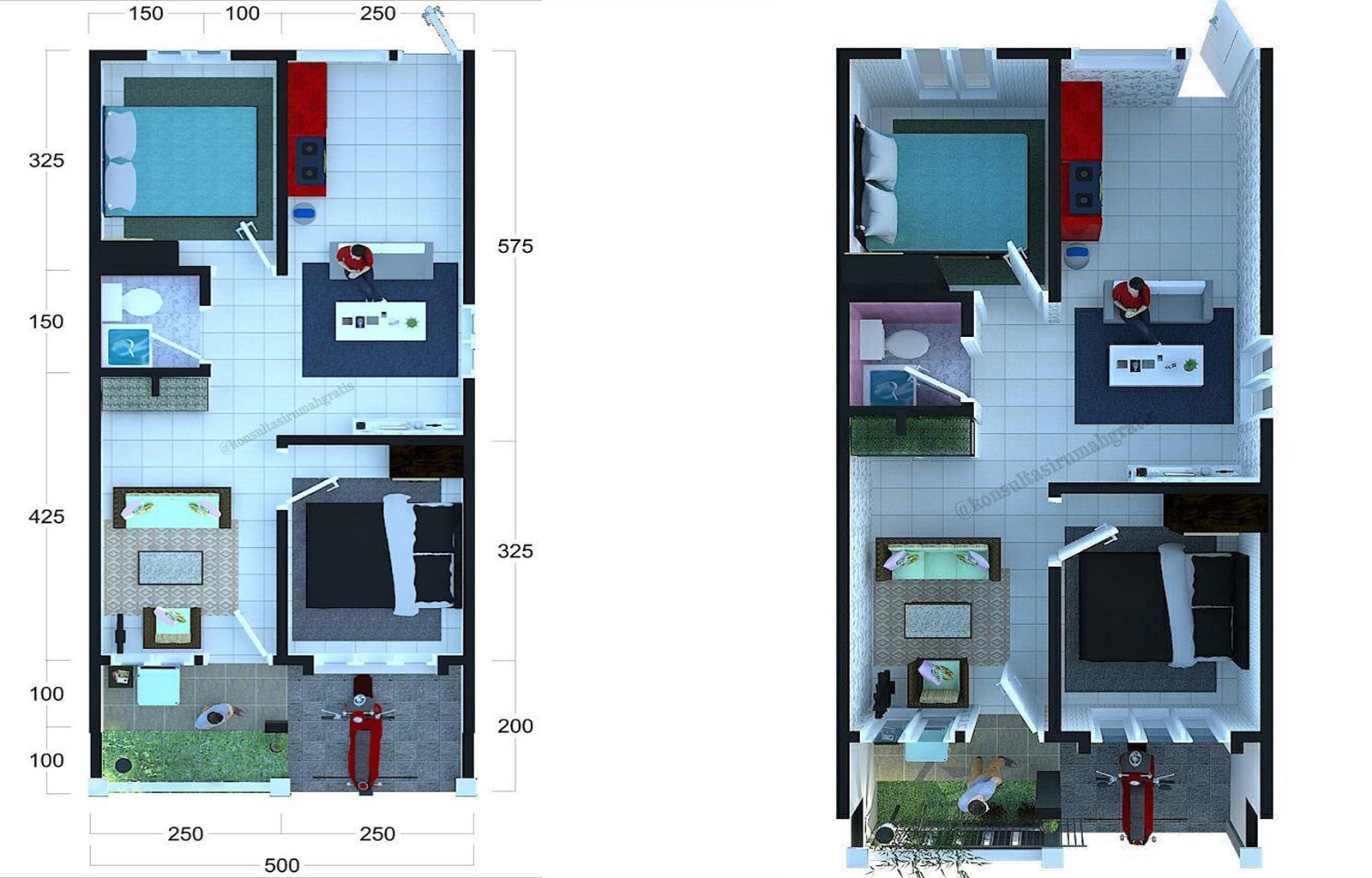 Desain rumah minimalis ukuran 6X10 Meter