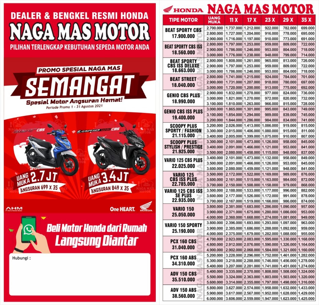 Brosur Motor Honda Indako Binjai - Budaya Belajar